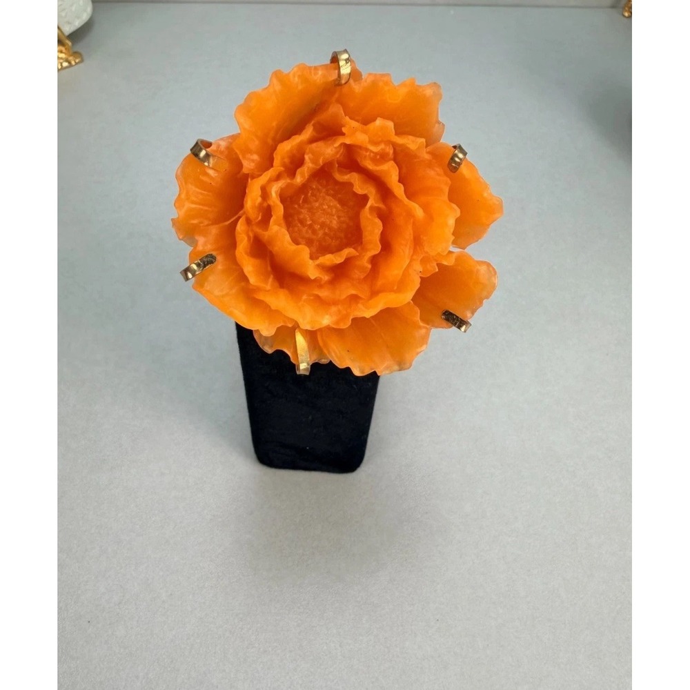 ZARA X MARISA BERENSON Oversized Orange Flower Statement Ring Runway NWOT